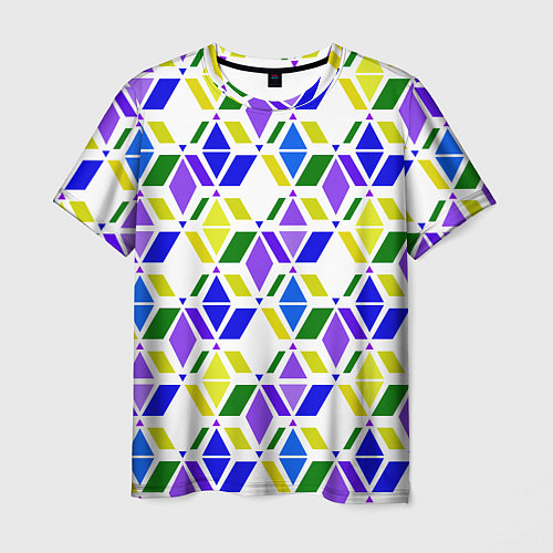 Мужская футболка Разноцветный неоновый геометрический узор / 3D-принт – фото 1