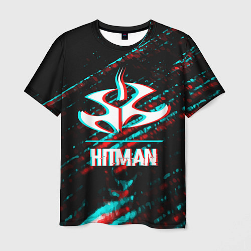 Мужская футболка Hitman в стиле Glitch и Баги Графики на темном фон / 3D-принт – фото 1