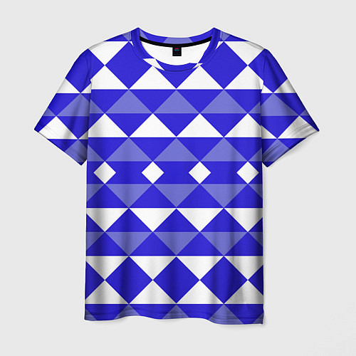 Мужская футболка Бело-синий геометрический узор / 3D-принт – фото 1