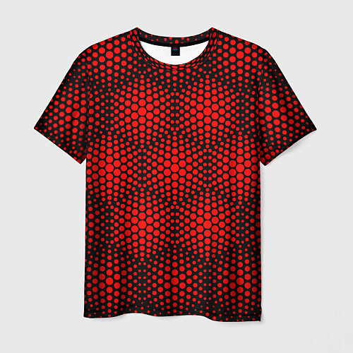 Мужская футболка Красные неоновые соты / 3D-принт – фото 1