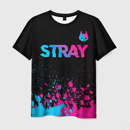 Мужская футболка Stray - neon gradient logo / 3D-принт – фото 1