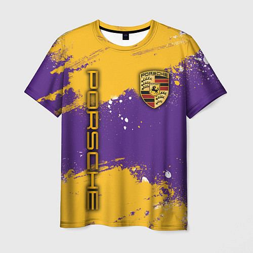 Мужская футболка PORSCHE- LAKERS COLORS / 3D-принт – фото 1