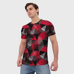 Футболка мужская Красно-серый геометрический, цвет: 3D-принт — фото 2