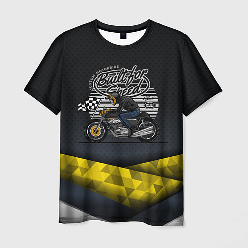 Мужская футболка Мотоциклист с финишным флагом в клетку / 3D-принт – фото 1