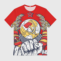Футболка мужская СССР серп и молот герб, цвет: 3D-принт