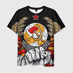 Футболка мужская Герб СССР на черном фоне, цвет: 3D-принт