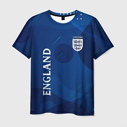 Футболка мужская Сборная Англии Синяя Абстракция, цвет: 3D-принт