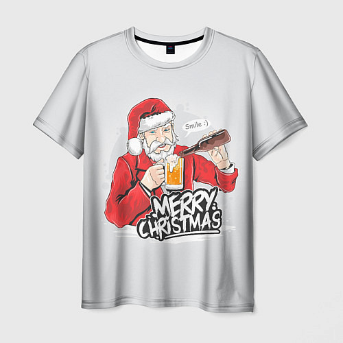 Мужская футболка Не грусти Санта, накати / 3D-принт – фото 1