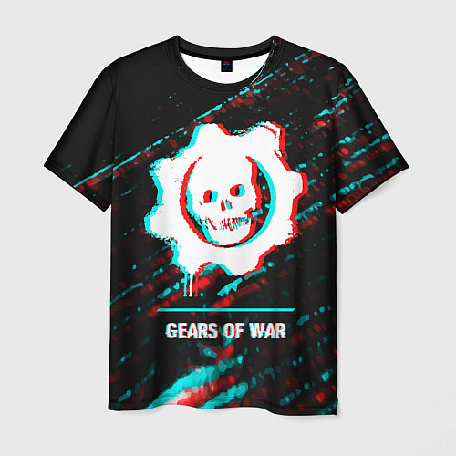 Мужская футболка Gears of War в стиле glitch и баги графики на темн / 3D-принт – фото 1