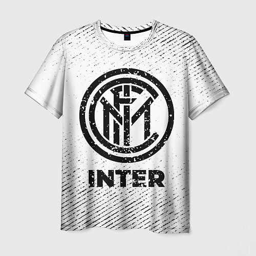 Мужская футболка Inter с потертостями на светлом фоне / 3D-принт – фото 1