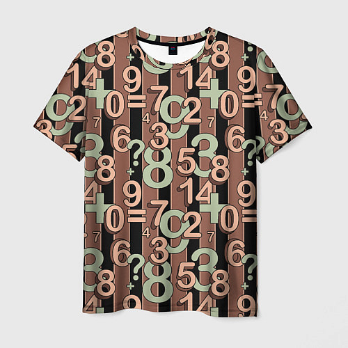 Мужская футболка Коричневый узор Математика темный фон / 3D-принт – фото 1