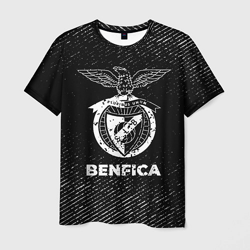 Мужская футболка Benfica с потертостями на темном фоне / 3D-принт – фото 1