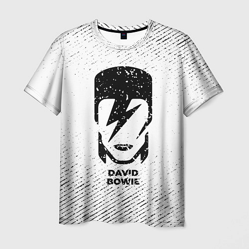 Мужская футболка David Bowie с потертостями на светлом фоне / 3D-принт – фото 1