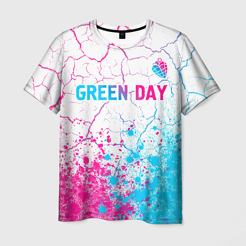 Мужская футболка Green Day neon gradient style: символ сверху / 3D-принт – фото 1