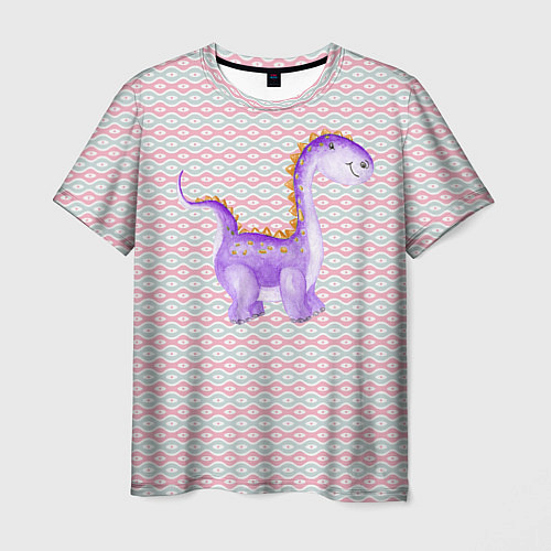 Мужская футболка Фиолетовый маленький динозаврик / 3D-принт – фото 1