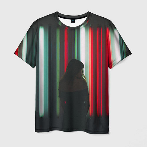 Мужская футболка Неоновые фонари и девушка / 3D-принт – фото 1