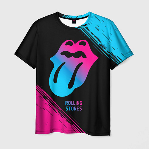 Мужская футболка Rolling Stones - neon gradient / 3D-принт – фото 1