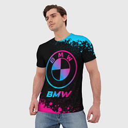 Футболка мужская BMW - neon gradient, цвет: 3D-принт — фото 2