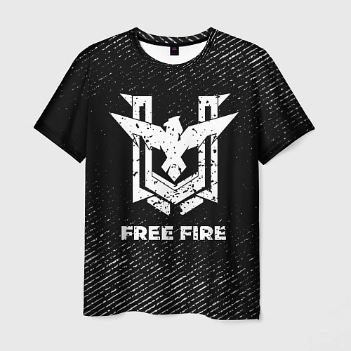Мужская футболка Free Fire с потертостями на темном фоне / 3D-принт – фото 1