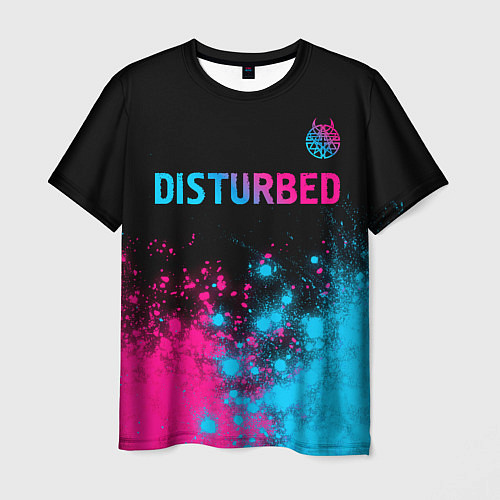 Мужская футболка Disturbed - neon gradient: символ сверху / 3D-принт – фото 1