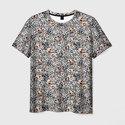 Мужская футболка Тигрово-леопардовый геометрический / 3D-принт – фото 1