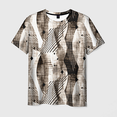Мужская футболка Абстрактный гранжевый коричнево-бежевый / 3D-принт – фото 1