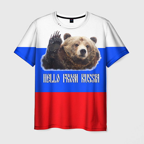 Мужская футболка Привет из России - медведь и триколор / 3D-принт – фото 1