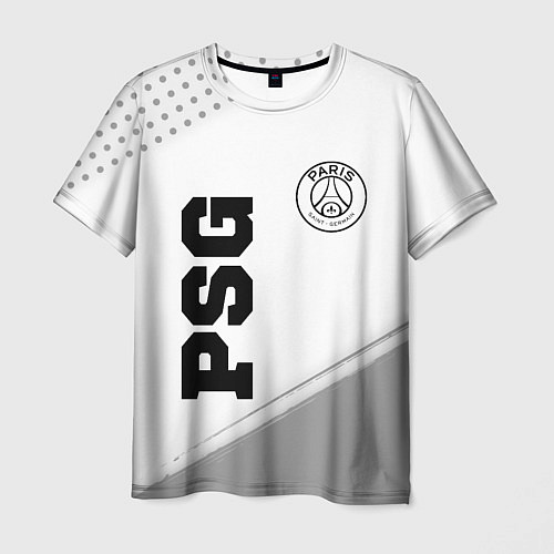 Мужская футболка PSG sport на светлом фоне: символ и надпись вертик / 3D-принт – фото 1