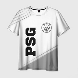 Футболка мужская PSG sport на светлом фоне: символ и надпись вертик, цвет: 3D-принт
