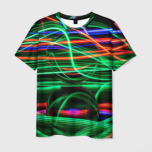 Мужская футболка Абстрактное множество цветных линий / 3D-принт – фото 1