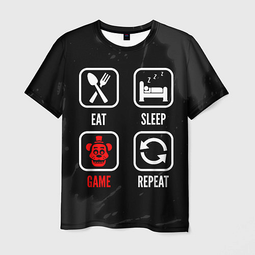 Мужская футболка Eat, sleep, FNAF, repeat / 3D-принт – фото 1