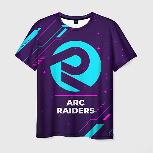 Мужская футболка Символ ARC Raiders в неоновых цветах на темном фон / 3D-принт – фото 1
