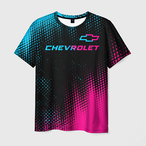 Мужская футболка Chevrolet - neon gradient: символ сверху / 3D-принт – фото 1