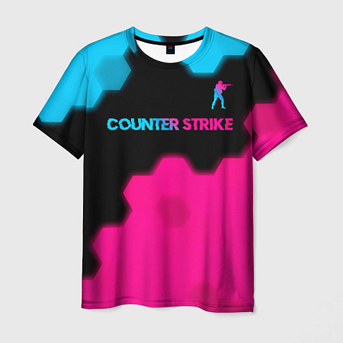 Мужская футболка Counter Strike - neon gradient: символ сверху / 3D-принт – фото 1