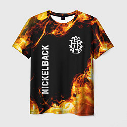Футболка мужская Nickelback и пылающий огонь, цвет: 3D-принт
