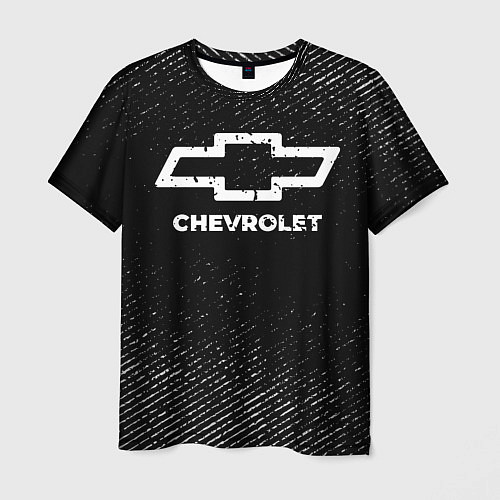 Мужская футболка Chevrolet с потертостями на темном фоне / 3D-принт – фото 1