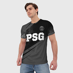 Футболка мужская PSG sport на темном фоне: символ сверху, цвет: 3D-принт — фото 2
