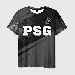 Футболка мужская PSG sport на темном фоне: символ сверху, цвет: 3D-принт