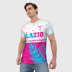 Футболка мужская Lazio neon gradient style: символ сверху, цвет: 3D-принт — фото 2