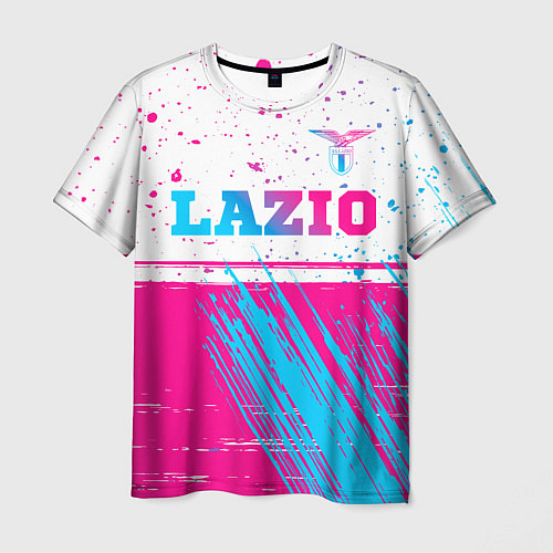 Мужская футболка Lazio neon gradient style: символ сверху / 3D-принт – фото 1