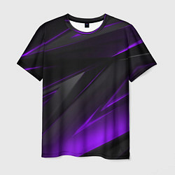 Футболка мужская Черно-фиолетовая геометрическая абстракция, цвет: 3D-принт