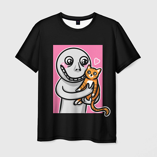 Мужская футболка Человек и кот / 3D-принт – фото 1