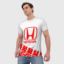 Футболка мужская Honda - красный след шины, цвет: 3D-принт — фото 2