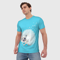 Футболка мужская Белый ежик одуванчик, цвет: 3D-принт — фото 2