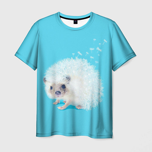 Мужская футболка Белый ежик одуванчик / 3D-принт – фото 1