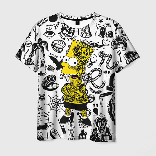 Мужская футболка Барт Симпсон весь в татухах - Hype / 3D-принт – фото 1