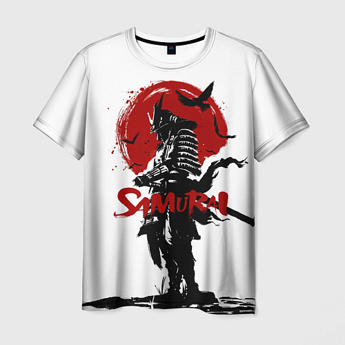 Мужская футболка Самурай и Красное Солнце / 3D-принт – фото 1
