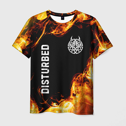 Мужская футболка Disturbed и пылающий огонь / 3D-принт – фото 1