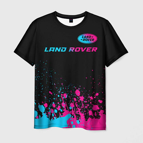 Мужская футболка Land Rover - neon gradient: символ сверху / 3D-принт – фото 1