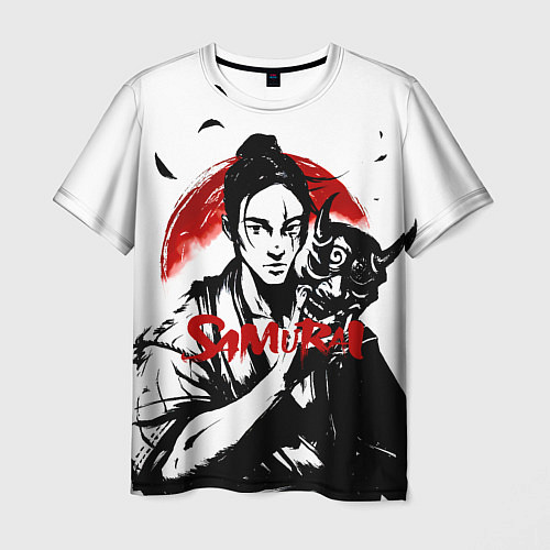 Мужская футболка Самурай и Маска / 3D-принт – фото 1